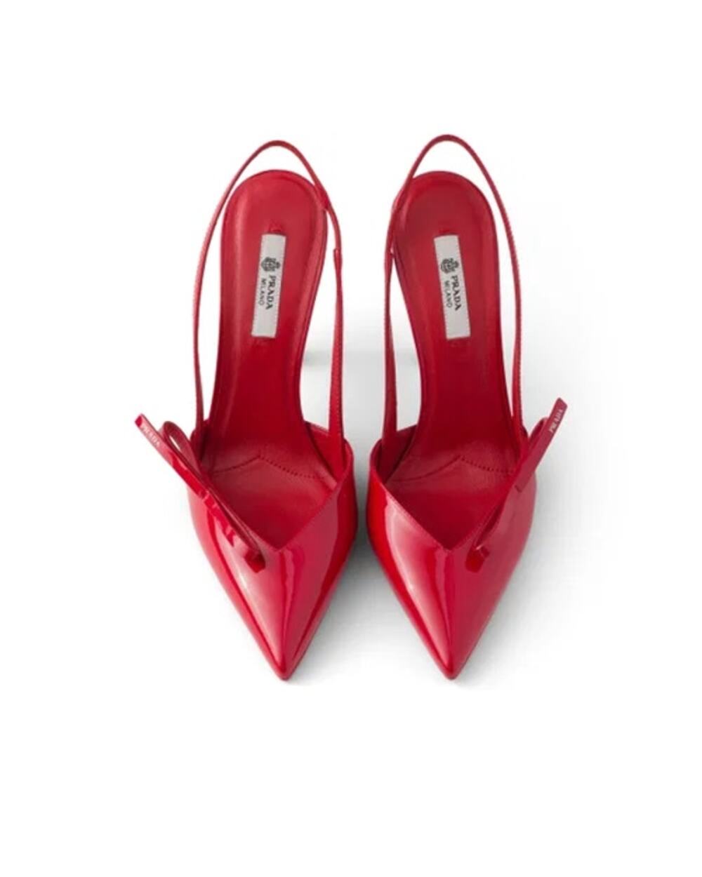 NWB Prada Patent Leather Slingback Pumps Red Womens Size 40